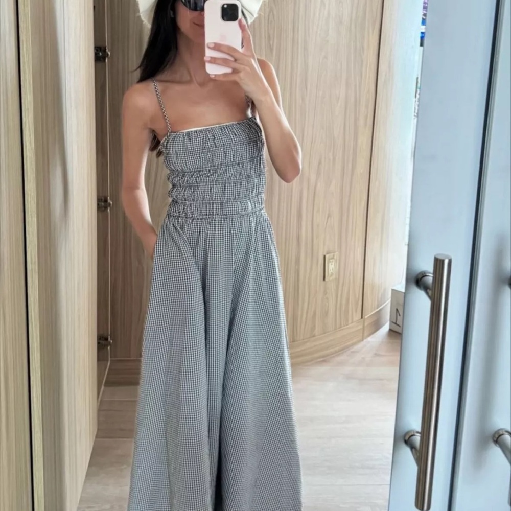 SOLID & STRIPED Black and White Gingham Jumpsuit